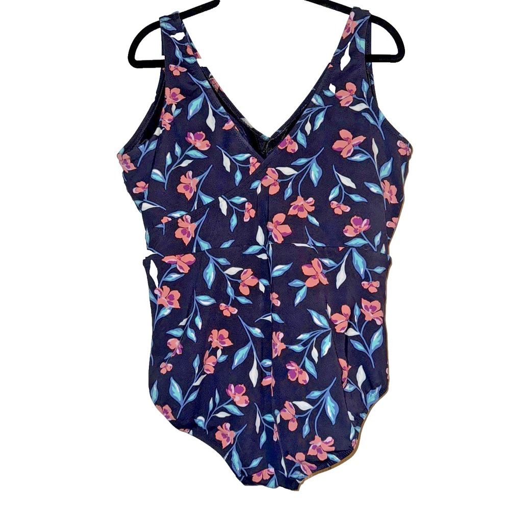 Lands' End Floral One Piece Swimsuit Size 20W‎ Plus Size V-Neck Tummy Control - Picture 7 of 12
